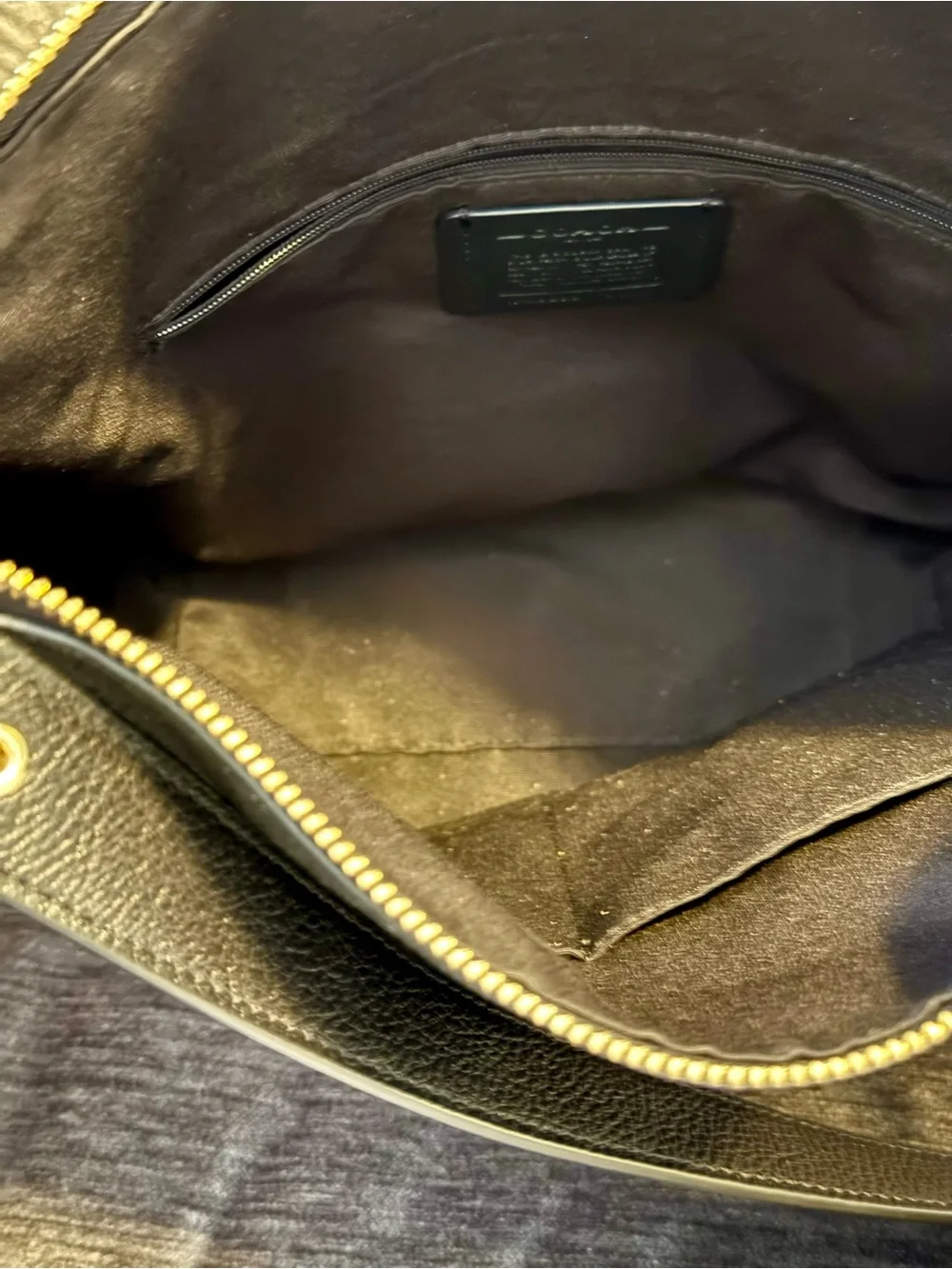 Coach Black Leather Shoulder Bag with Gold Accent